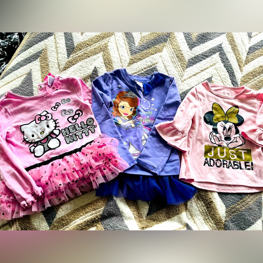 Triple threat …Hello Kitty, Princess Sophia, and  Minnie Mouse sweaters